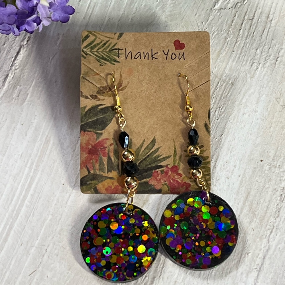Multicolor Resin Glitter Dangle Earrings